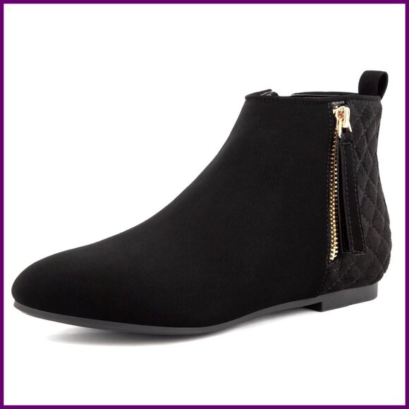 Women's Ankle Boots Flat Low Heel Zipper Chelsea Booties Winter Fall Fashion